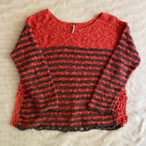 Free People Striped Crochet Sweater